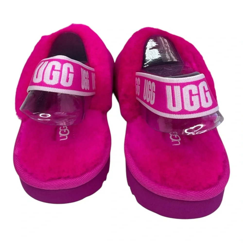 UGG Pink Fluffy Slingback Sandals Size 6 Kids - Picture 5 of 6